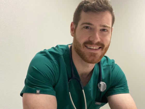 dr. hunter finn in scrubs