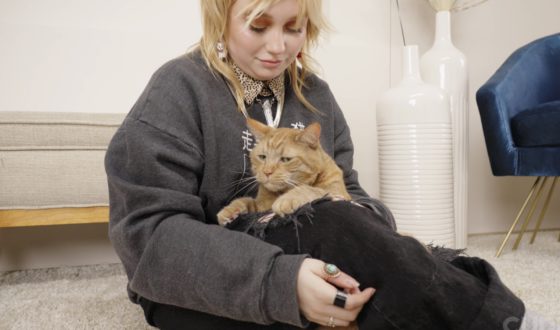 woman and cat