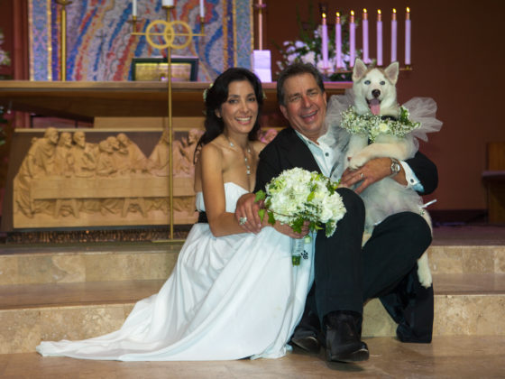 husky bride and groom