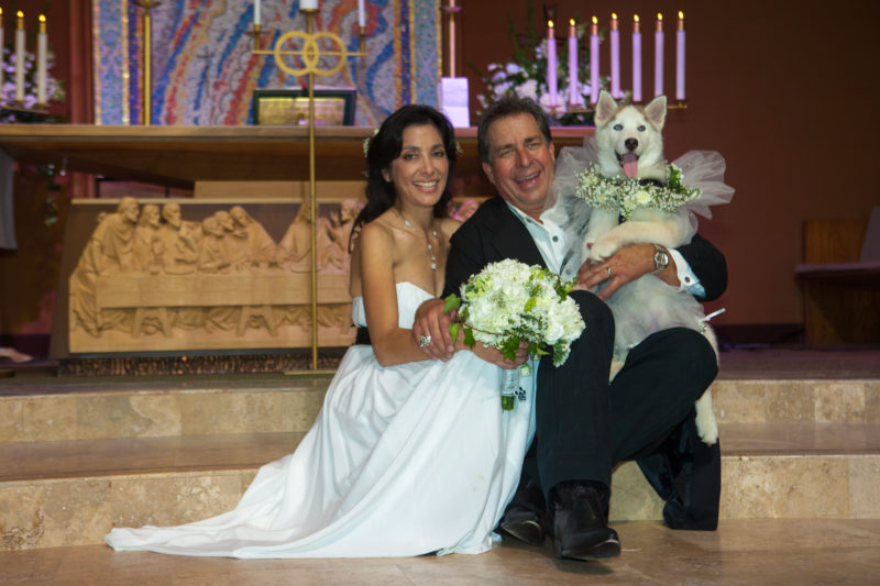 husky bride and groom
