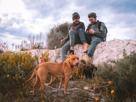 men with dogs