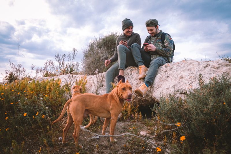 men with dogs