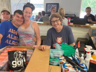 rescuers with supplies